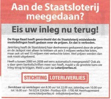Staatsloterij - Stichting Loterijverlies